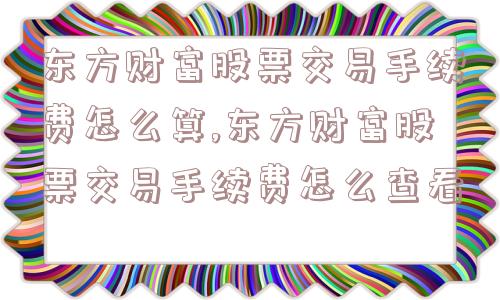 东方财富股票交易手续费怎么算,东方财富股票交易手续费怎么查看  第1张