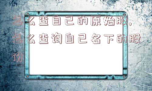 怎么查自己的原始股,怎么查询自己名下的股份  第1张