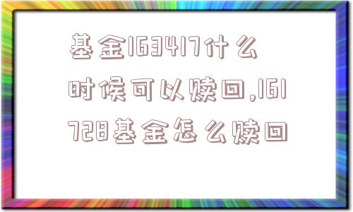 基金163417什么时候可以赎回,161728基金怎么赎回  第1张