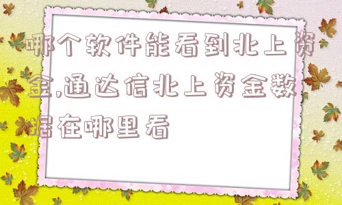 哪个软件能看到北上资金,通达信北上资金数据在哪里看  第1张