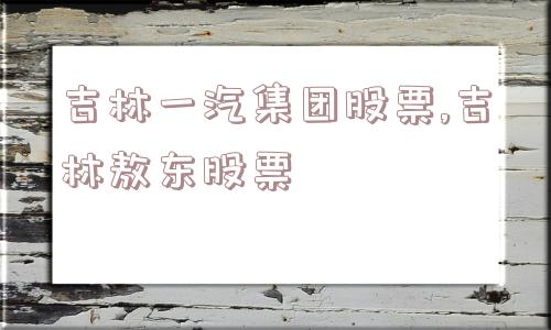 吉林一汽集团股票,吉林敖东股票  第1张