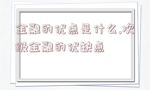 金融的优点是什么,次级金融的优缺点  第1张