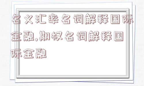 名义汇率名词解释国际金融,期权名词解释国际金融  第1张