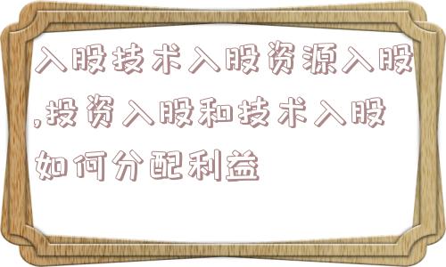 入股技术入股资源入股,投资入股和技术入股如何分配利益  第1张