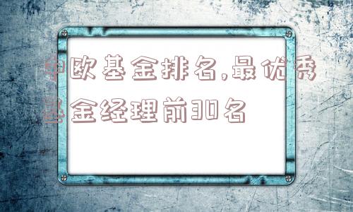 中欧基金排名,最优秀基金经理前30名  第1张