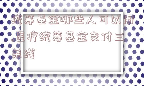 统筹基金哪些人可以用,医疗统筹基金支付三条线  第1张