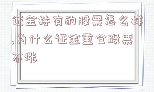 证金持有的股票怎么样,为什么证金重仓股票不涨  第1张