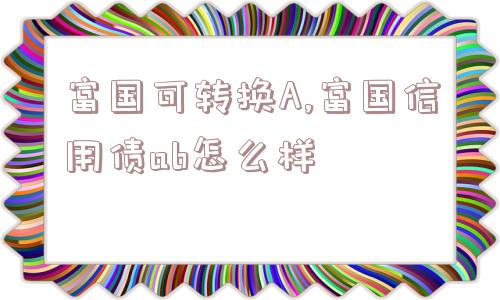 富国可转换A,富国信用债ab怎么样  第1张