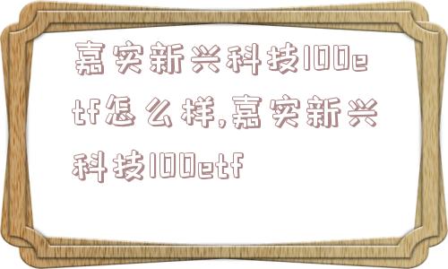 嘉实新兴科技100etf怎么样,嘉实新兴科技100etf  第1张