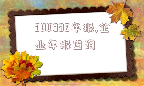 300332年报,企业年报查询  第1张