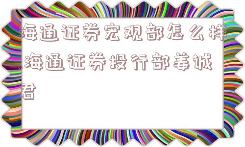 海通证券宏观部怎么样,海通证券投行部姜诚君  第1张