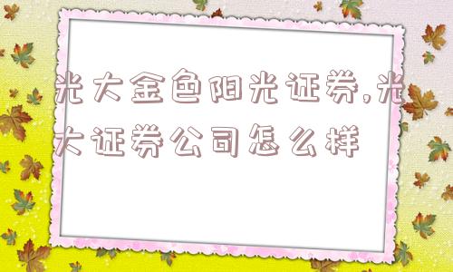 光大金色阳光证券,光大证券公司怎么样  第1张