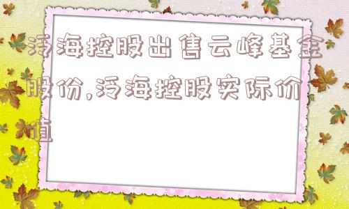 泛海控股出售云峰基金股份,泛海控股实际价值  第1张