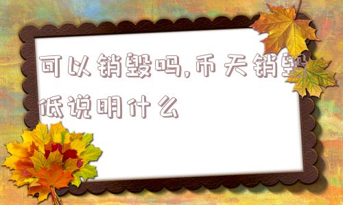 可以销毁吗,币天销毁低说明什么  第1张