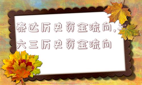 泰达历史资金流向,二六三历史资金流向  第1张