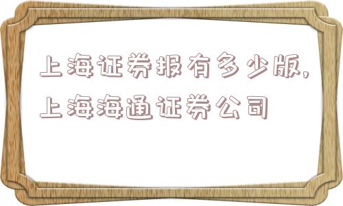 上海证券报有多少版,上海海通证券公司  第1张