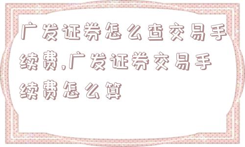 广发证券怎么查交易手续费,广发证券交易手续费怎么算  第1张