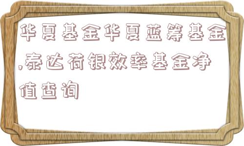 华夏基金华夏蓝筹基金,泰达荷银效率基金净值查询  第1张