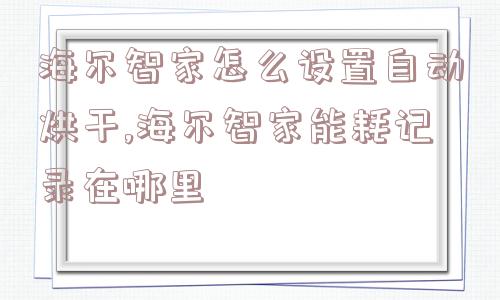 海尔智家怎么设置自动烘干,海尔智家能耗记录在哪里  第1张