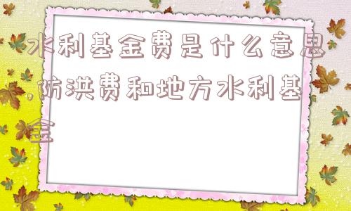 水利基金费是什么意思,防洪费和地方水利基金  第1张