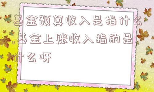 基金预算收入是指什么,基金上账收入指的是什么呀  第1张