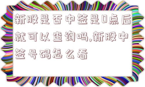 新股是否中签是0点后就可以查询吗,新股中签号码怎么看  第1张