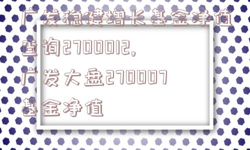 广发稳健增长基金净值查询2700012,广发大盘270007基金净值  第1张