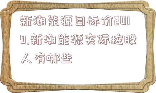 新潮能源目标价2019,新潮能源实际控股人有哪些  第1张