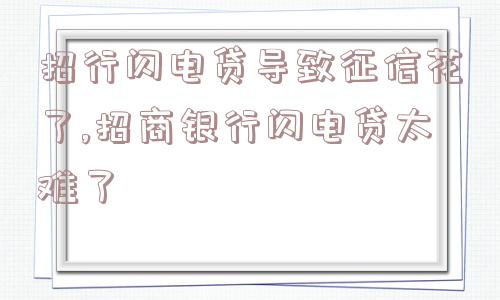 招行闪电贷导致征信花了,招商银行闪电贷太难了  第1张