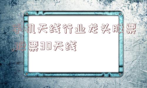 手机天线行业龙头股票,股票30天线  第1张