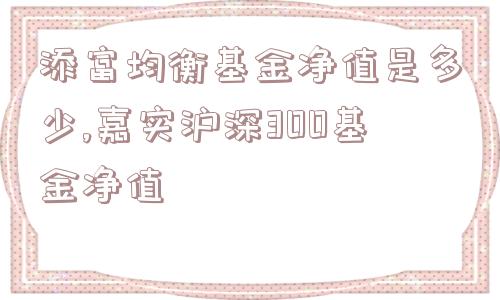 添富均衡基金净值是多少,嘉实沪深300基金净值  第1张