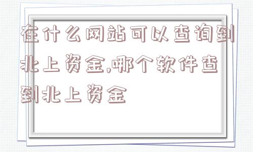 在什么网站可以查询到北上资金,哪个软件查到北上资金  第1张