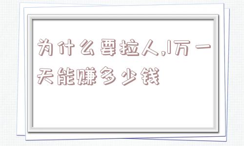 为什么要拉人,1万一天能赚多少钱  第1张