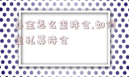 基金怎么查持仓,如何查私募持仓  第1张