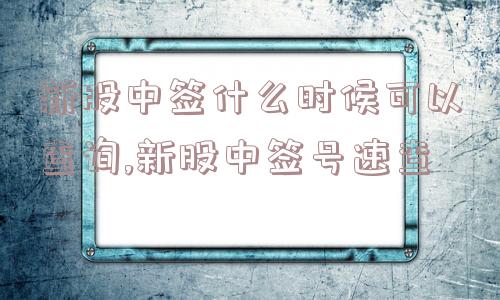 新股中签什么时候可以查询,新股中签号速查  第1张