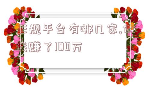 正规平台有哪几家,做我赚了100万  第1张