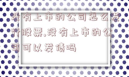 没有上市的公司怎么发行股票,没有上市的公司可以发债吗  第1张