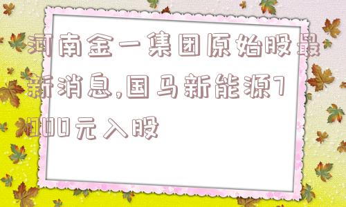 河南金一集团原始股最新消息,国马新能源7000元入股  第1张