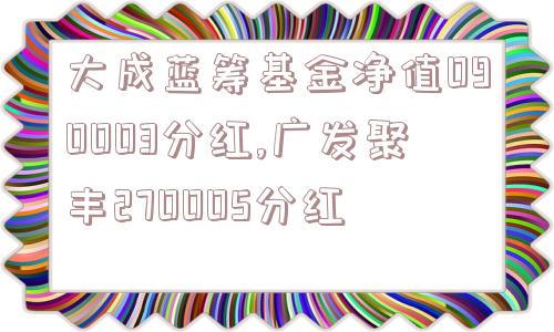 大成蓝筹基金净值090003分红,广发聚丰270005分红  第1张