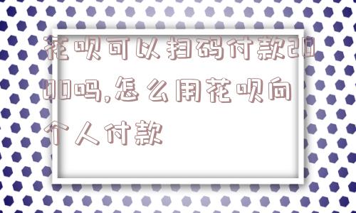 花呗可以扫码付款2000吗,怎么用花呗向个人付款  第1张