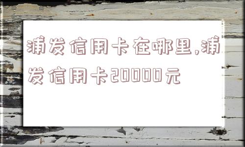 浦发信用卡在哪里,浦发信用卡20000元  第1张