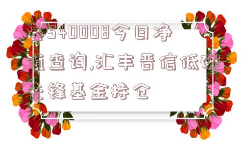 基540008今日净值查询,汇丰晋信低碳先锋基金持仓  第1张