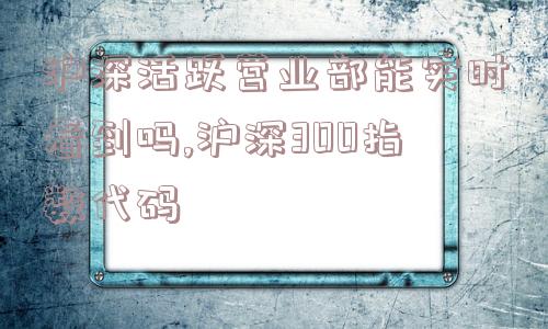 沪深活跃营业部能实时看到吗,沪深300指数代码  第1张