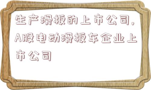 生产滑板的上市公司,A股电动滑板车企业上市公司  第1张